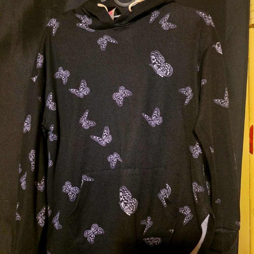 Black Butterfly Print Sweater